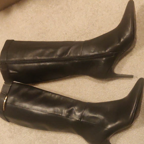 New. Women's Calvin Klein Glydia Cow-Silk Knee High Black Leather Boots sz 7.5 - Picture 4 of 16